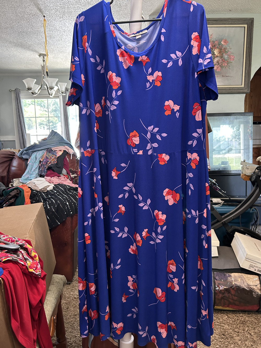 Woman Within Plus Size 1X Floral Blue Dress